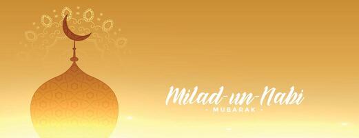 Milad un Nabi Mubarak glänzend golden islamisch Banner Design vektor