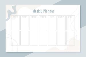 varje vecka planerare mål mall i elegant stil vektor