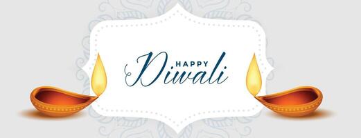 glücklich Diwali Festival Diya dekorativ Banner Design vektor