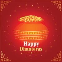 indisch Festival glücklich Dhanteras Hintergrund mit golden Münze im Topf vektor
