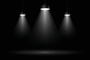 drei realistisch Fokus Beleuchtung Studio Hintergrund vektor
