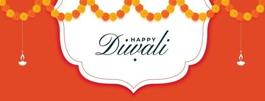 Diwali traditionell Banner mit Laterne und Blumen- Design vektor