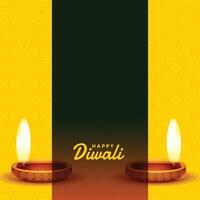 glücklich Diwali Gelb Karte mit Text Raum vektor