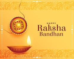 traditionell Raksha Bandhan Feier Banner mit realistisch Diya Design vektor