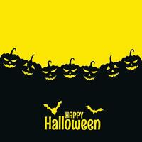 glücklich Halloween unheimlich Karte mit Fledermäuse und Kürbis vektor