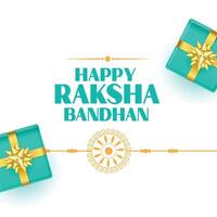 traditionell Raksha Bandhan Festival Hintergrund mit Geschenk Korb Design vektor