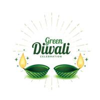 glücklich Grün Diwali Vektor Design mit glühend Diya