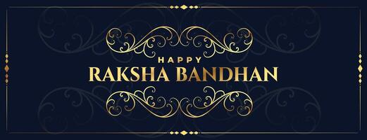 dekorativ golden Raksha Bandhan Festival Banner Design vektor