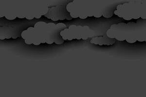 mörk grå moln bakgrund i papperssår stil vektor