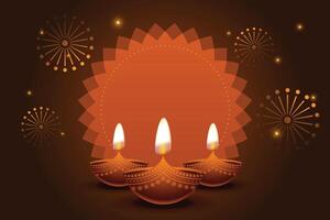 glücklich Diwali Urlaub Vorlage mit Bild Raum und Diya Design vektor