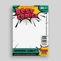 Superheld Comic Zeitschrift Vorderseite Startseite Seite Design vektor