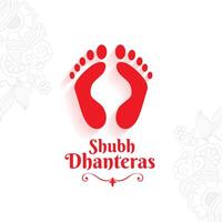 shubh Dhanteras Gelegenheit Hintergrund mit Göttin Fuß drucken Design vektor