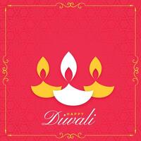 glücklich Diwali eben Hintergrund mit drei Diya vektor