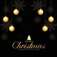 svart och gyllene glad jul hälsning bakgrund design vektor
