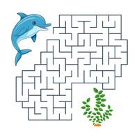 Vektor Kinder- abspielen Labyrinth. unterseeisch Welt. Hilfe das Delfin finden das richtig Weg. Matze zum Kinder Lernen