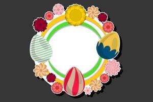 illustration på tema firande Semester påsk med jaga färgrik ljus ägg, baner bestående av jaga annorlunda påsk ägg, skön påsk ägg är huvud tillbehör på abstrakt bakgrund vektor