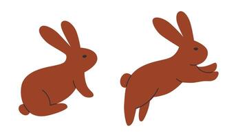 Schokolade Ostern Hase. glücklich Ostern. Frühling Urlaub. Vektor Illustration im eben Hand gezeichnet Stil