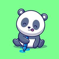 süß Panda Zeichnung mit Wachsmalstift Karikatur Vektor Symbol Illustration. Tier Natur Symbol Konzept isoliert Prämie Vektor. eben Karikatur Stil