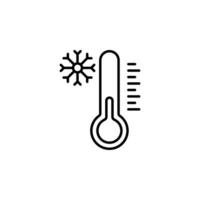 låg termometer temperatur ikon. termometer med snöflinga, på vit bakgrund. ikon isolerat på vit bakgrund, vektor