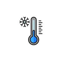 låg termometer temperatur ikon. termometer med snöflinga, på vit bakgrund. ikon isolerat på vit bakgrund, vektor