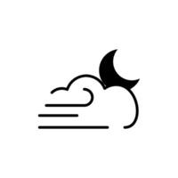 windig Nacht Symbol, isoliert Symbol im Weiß Hintergrund, perfekt zum Webseite, Blog, Logo, Grafik Design, Sozial Medien, ui, Handy, Mobiltelefon App. vektor