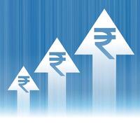 indisk valuta symbol med växa upp pil begrepp bakgrund vektor