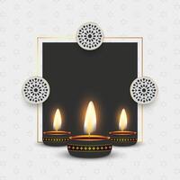 elegant hindu diwali festival bakgrund med realistisk diya vektor illustration