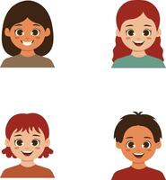 uppsättning av annorlunda barn avatarer. platt tecknad serie stil. vektor