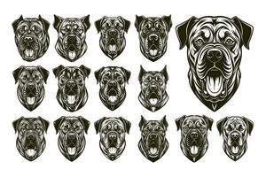 ai generiert Vorderseite Aussicht von Gebell Bullmastiff Hund Kopf Illustration Design bündeln vektor