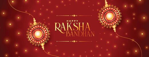 skinande Raksha bandhan festival lyckönskningar baner design vektor