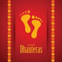 herre lakshami fotspår på dhanteras festival vektor