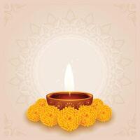 traditionell Diwali Puja Hintergrund mit Diya und Blume vektor