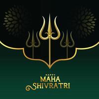 maha shivratri religiös hälsning med gyllene trishul design vektor