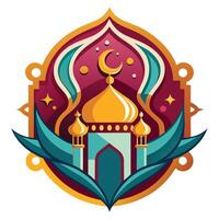 Vektor Illustration von Moschee Emblem. Ramadan kareem Gruß Karte oder Poster.