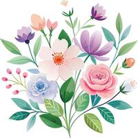 schön Blumen- Strauß mit anders Blumen und Blätter. Vektor Illustration.