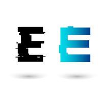 kreatives Glitch Letter e Design vektor