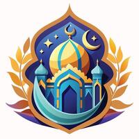 vektor illustration av moské emblem. ramadan kareem hälsning kort eller affisch.