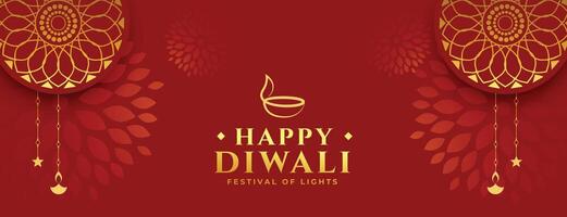 hindu traditionell Lycklig diwali Semester röd baner vektor