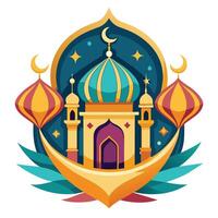 Vektor Illustration von Moschee Emblem. Ramadan kareem Gruß Karte oder Poster.