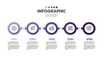 Vektor Zeitleiste zum Infografiken Vorlage Diagramme, Grafiken, Präsentationen und Geschäft Konzept Diagramme mit 5 Optionen.