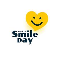 glücklich und froh Welt Lächeln Tag Hintergrund mit Herz Smiley vektor