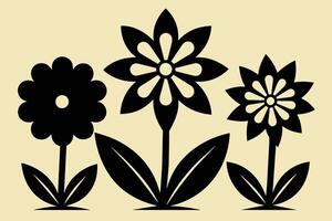 svart Skära ut symboler av blommor vektor