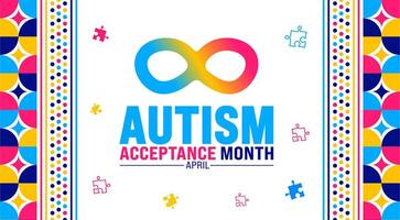 april är autism godkännande månad bakgrund mall. Semester begrepp. använda sig av till bakgrund, baner, plakat, kort, och affisch design mall med text inskrift och standard Färg. vektor