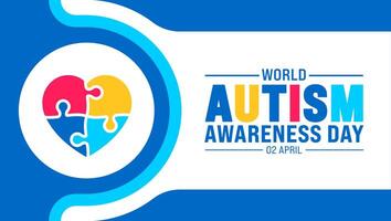 2 april värld autism medvetenhet dag färgrik pussel kärlek ikon baner eller bakgrund. använda sig av till bakgrund, baner, plakat, kort, och affisch design mall med text inskrift och standard Färg. vektor