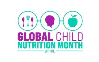 April ist global Kind Ernährung Monat Hintergrund Vorlage. Urlaub Konzept. verwenden zu Hintergrund, Banner, Plakat, Karte, und Poster Design Vorlage mit Text Inschrift und Standard Farbe. Vektor