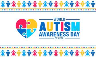 2 april värld autism medvetenhet dag begrepp färgrik barn pojke och barn flicka ikon bakgrund design mall. vektor
