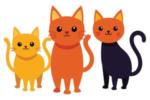 süß Katzen Sammlung. inländisch komisch Kätzchen. einstellen von linear Vektor Illustration isoliert auf Weiß Hintergrund