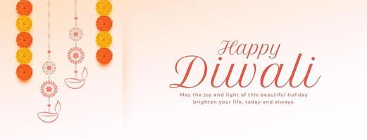 Lycklig diwali lyckönskningar baner med blommig och lykta design vektor