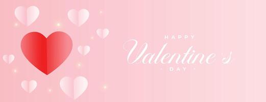 stilvoll Valentinsgrüße Tag Banner mit rot Papier Herzen vektor