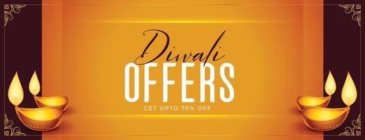 kulturell Diwali Angebot Banner mit Rabatt Einzelheiten und Diya Design vektor